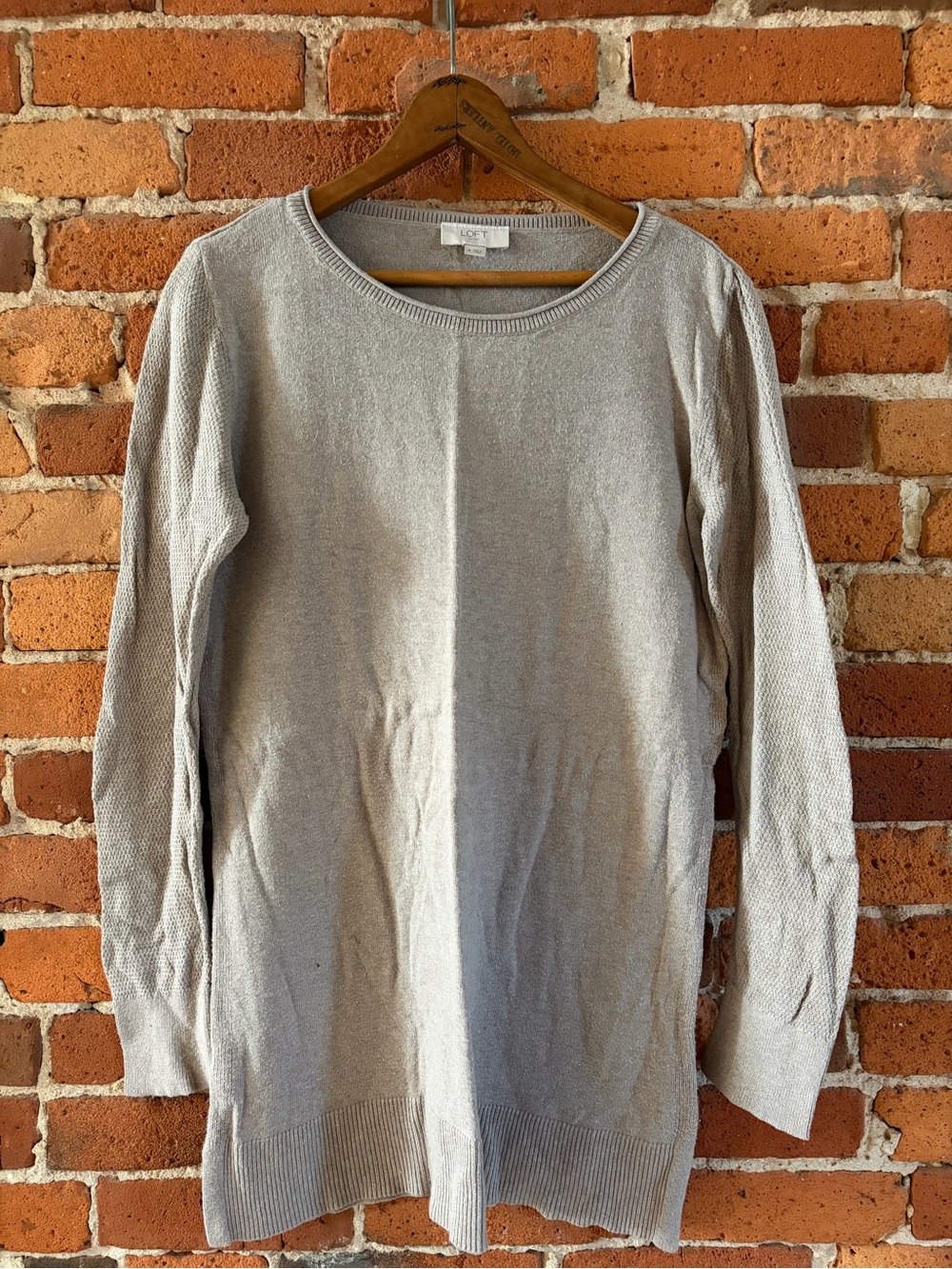 Loft Outlet Beige Crew Neck Women's Tunic Sweater